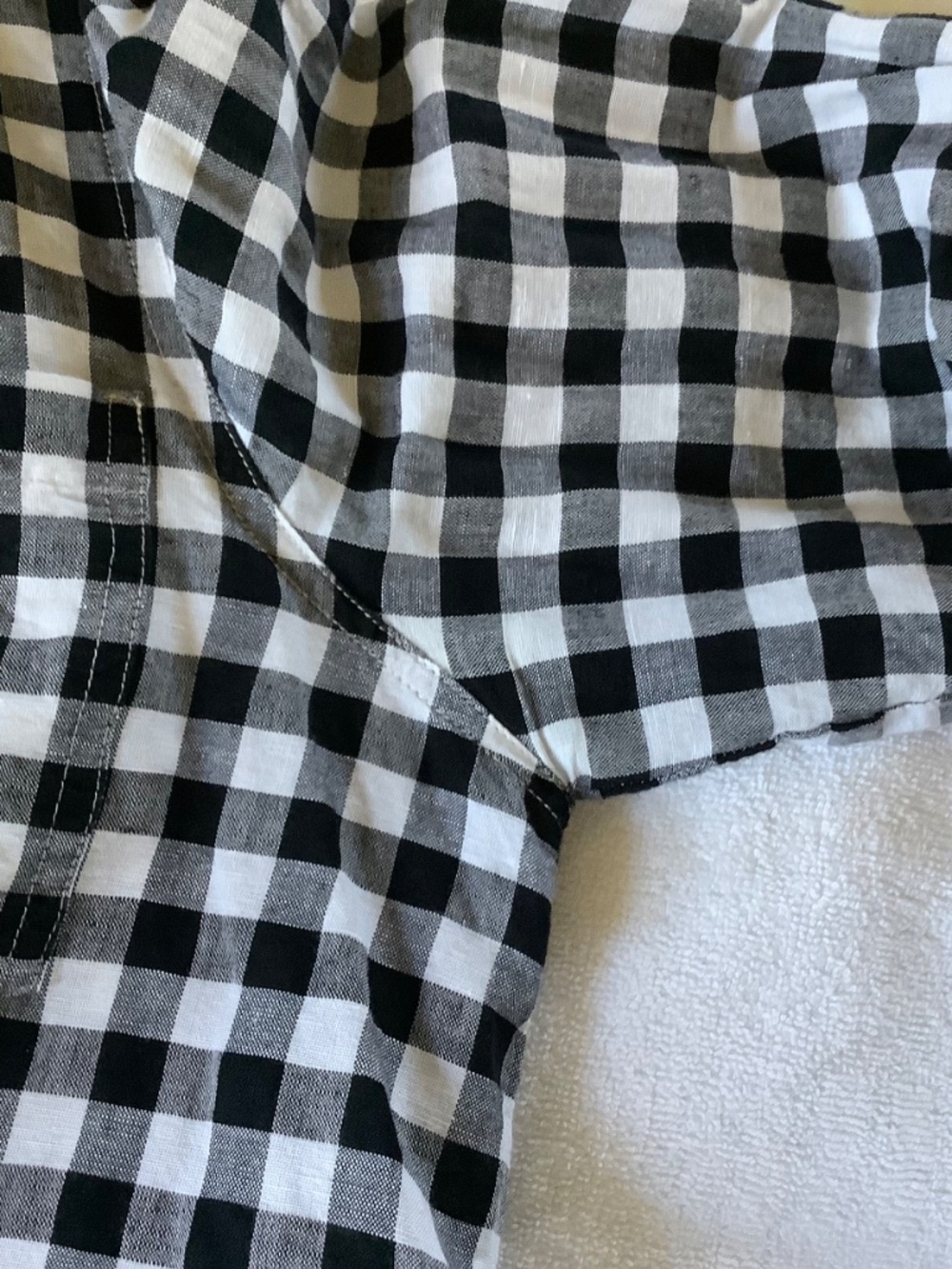 Rachel Hollis Gingham Linen Blend Woven Henley Shirt Black White SZ 14 - Picture 14 of 16